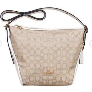 COACH BEIGE & CREAM JACQUARD DUFFLETTE BAG / NWOT